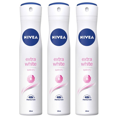 니베아 데오드란트 스프레이 엑스트라 화이트 200ml X 3, 3개