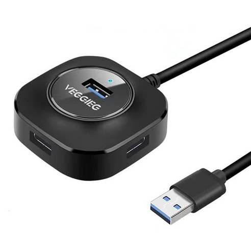 4 포트 USB 허브 멀티포트 커넥터 고속 확장 분배기 어댑터 노트북 PC 키보드 데스크탑 마우스용 익스텐더, USB3.0 블랙 1.5m., {"사이즈":"77.5x68x30mm."}, {"수건소재":"ABS 플라스틱"}