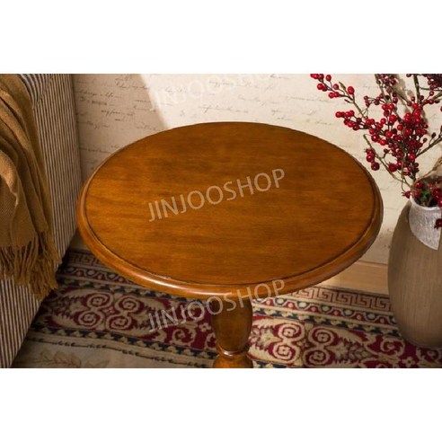 엔틱 원혀 티테이블 원형테이블 원목 소파테이블 51x66cm, 화이트 엔틱티테이블