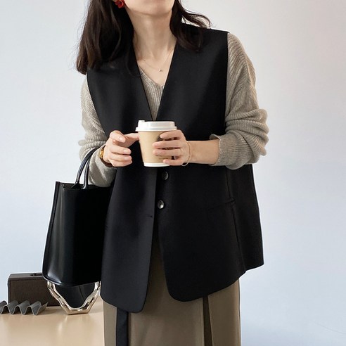 도천 한국판 왕홍 민소매 양복 조끼녀