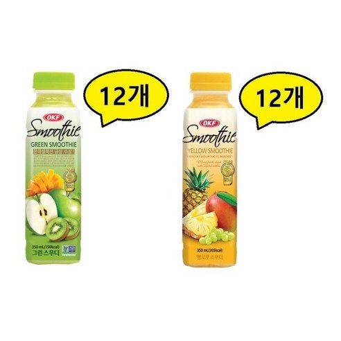 OKF) 옐로우 스무디 350ml 12개 & 그린 스무디 350ml 12개 총 24개, 48개