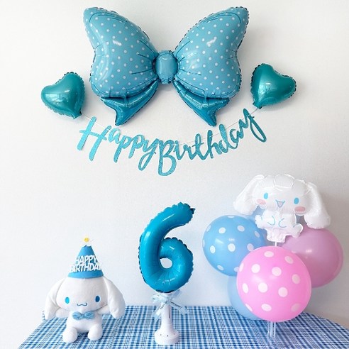 주파티 시나모롤 생일파티용품 숫자풍선 세트, 시나모롤 세트 6번