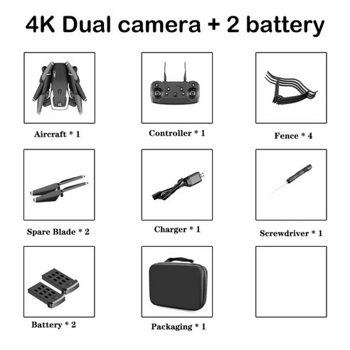 2022 새로운 직업 WiFi Fpv 드론 4k 듀얼 카메라 HD 광각 카메라 1080P 높이 유지 드론 카메라 헬리콥터 완구 Gif, CHINA, [05] 4K-Dual camera-2B