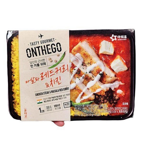 아워홈 온더고 도시락 마살라 레드커리 & 치킨 300g x3개입 전자레인지, 3개