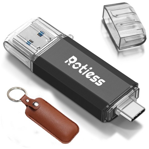 ROTIESS USB3.0 c타입usb메모리2 in 1 OTG대용량 초소형귀여운usb휴대용 유에스비 with PU case, 128GB