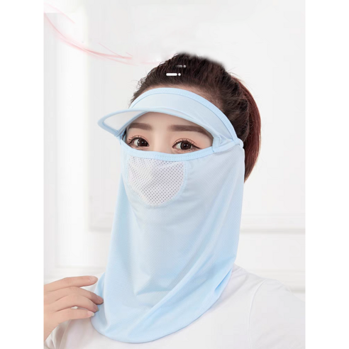자외선 차단 마스크 얇은 자외선 차단 페이스 쉴드 넥 올인원 캡 방풍 방진 여름 통기성 아이스 실크 올인원 마스크