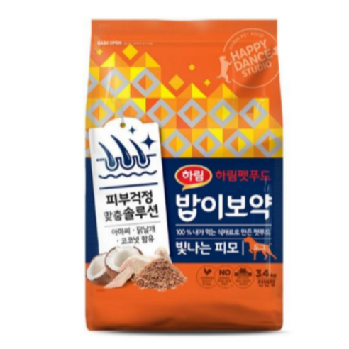 하림펫푸드밥이보약 강아지 기능성 사료, 피부/피모, 3.4kg, 1개