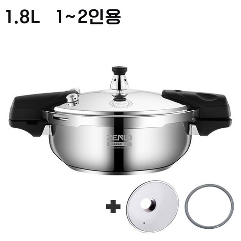 ZENLO 미니형 대용량특대형 낮은형 1.8L~3.8L압력솥 5분 바로밥 찜 조리용 캠핑야영 다용도압력솥인덕션 가스레인지 스텐 압력솥, 2.3L