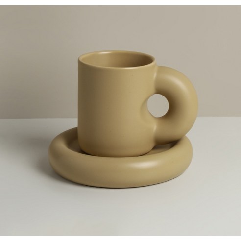 [다나에]지방 손잡이 찻잔 홈 우유 커피 잔, 우유 차-2세트380ml, {"사이즈":"301-400ml"}