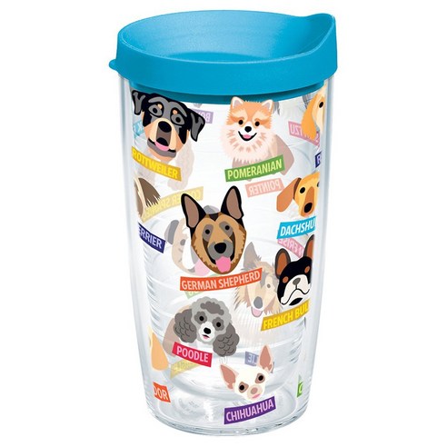 터비스 킵 드링크 핫 & 콜드 텀블러, Flat Art Dog Breed, 473ml
