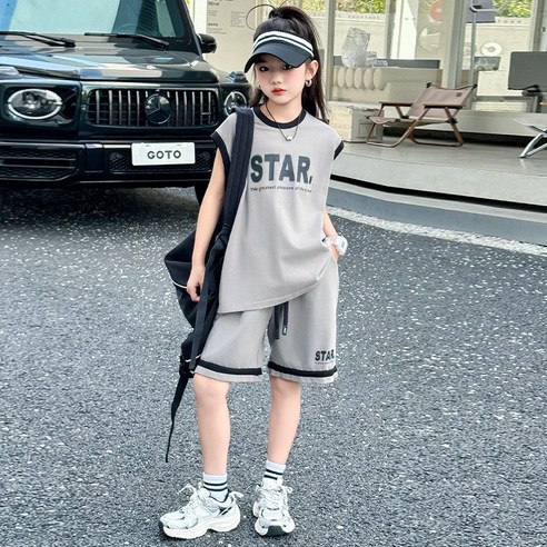 UPPERCUT 아동 여름 상하복 세트 민소매 상하의 세트 초등학생 여름옷 주니어 상하세트 남녀공용