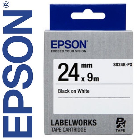 *정품* [ EPSON ] 라벨테이프, SS24K-PX [24mm 백색/검정글씨], 1개