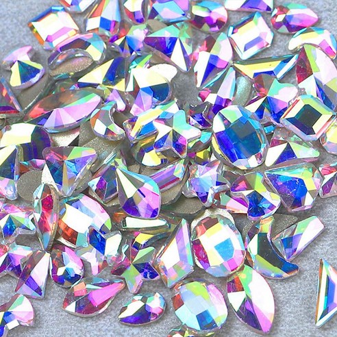 혼합 모양 100pcs 3d 네일 아트 모조 다이나 스톤 플랫 백 유리 네일 스톤 스톤즈 장식, AB 크리스탈, 100개