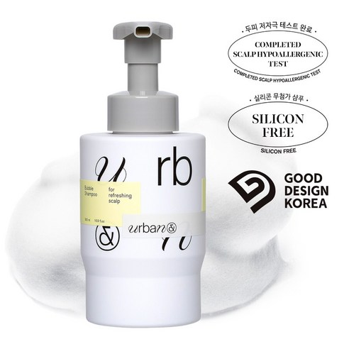 [어반앤] 버블 샴푸 500ml / 비듬 약산성 저자극샴푸 두피 스칼프 지성 각질 향기좋은 사춘기 청소년 정수리냄새 두피진정 실리콘프리, 1개