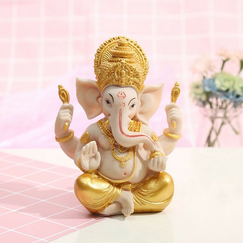 4 "Ganesh 코끼리 주님 동상 Fengshui 부처님 코끼리 수지 장식 골드, 하나, 보여진 바와 같이