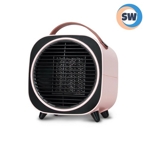 [SW] 가정용 미니 온풍기 전기 PTC 난방 팬 히터 사무실 캠핑 레트로 감성 1000W, 핑크