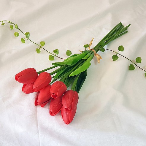 조아트 향기나는 튤립 9송이 조화 꽃다발, 레드, 1개