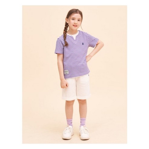 빈폴키즈 피케 스트라이프 레이어드넥 상하 세트 바이올렛 빈폴키즈셔츠 Best Top5