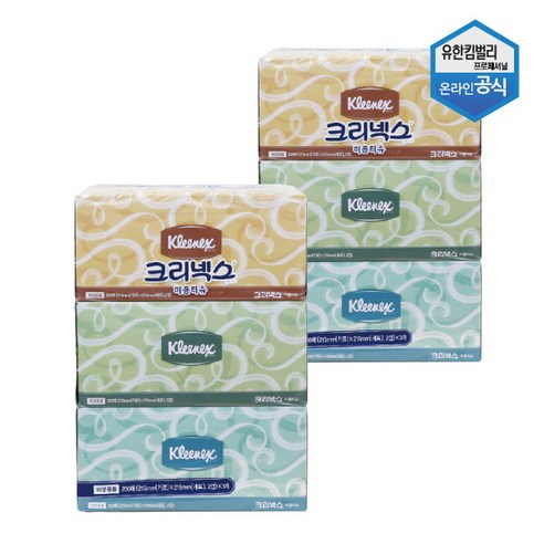 크리넥스 천연펄프 미용티슈 200매 콤비 3개입 x 2팩 4600161, 6개