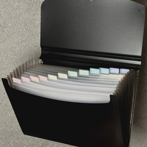 미미누 깔끔핏 아코디언파일 13칸 정리함, 블랙, 1개