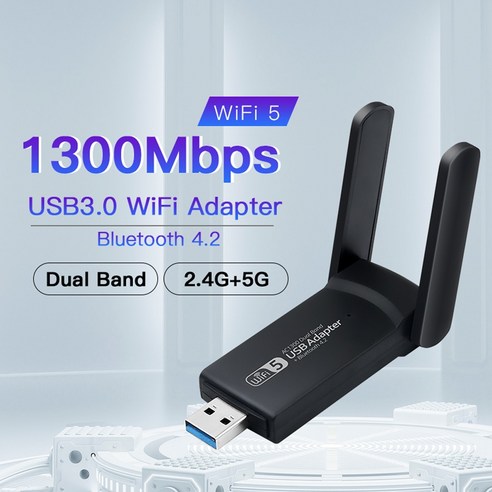 1300Mbps USB 와이파이 어댑터 블루투스 4.2 듀얼 밴드 2.4G 5G 네트워크 카드 동글 무선 외장 리시버 USB 3.0 랜 이더넷, 1.1300Mbps