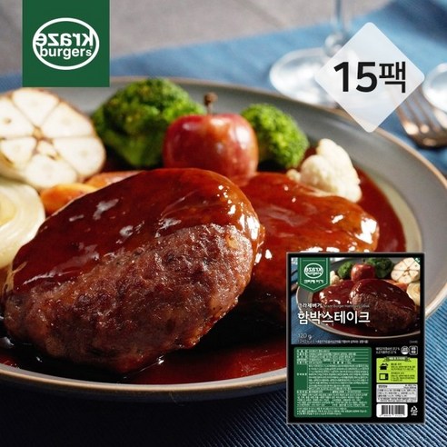 [크라제버거] 함박스테이크 120g x 15팩, 15개