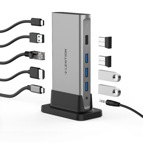 [SW] USB 허브 11 in 1 USB C 타입-멀티 HDMI RJ45 VGA USB 3.0 2.0 파워 (100W) 어댑터 도킹 스테이션 맥북 프로 USB-C 허브, 10in14k60hz