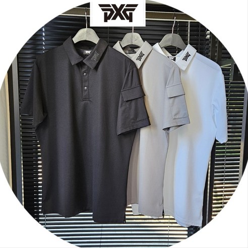 PXG 남성 골프웨어 애슬레틱 슬리브 포켓 폴로: 스타일과 기능성을 겸비한 필드의 동반자 pxg골프웨어