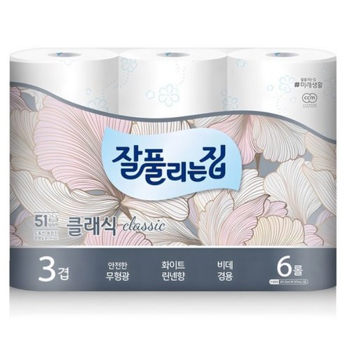 잘풀리는집 클래식 3겹 퀄팅 롤화장지 25 m, 25m, 6개입, 1개