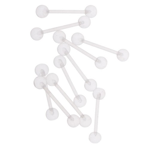 10pcs 투명 아크릴 볼 혀 젖꼭지 바 링 바벨 바디 피어싱