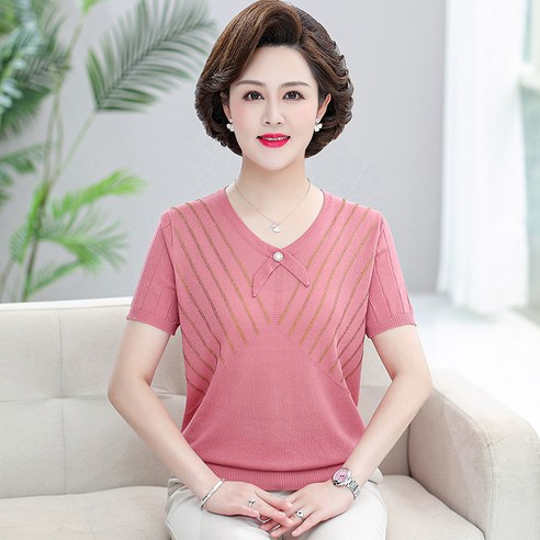 고급 원단과 섬세한 디자인이 어우러진 여름용 반팔 냉장고 니트티