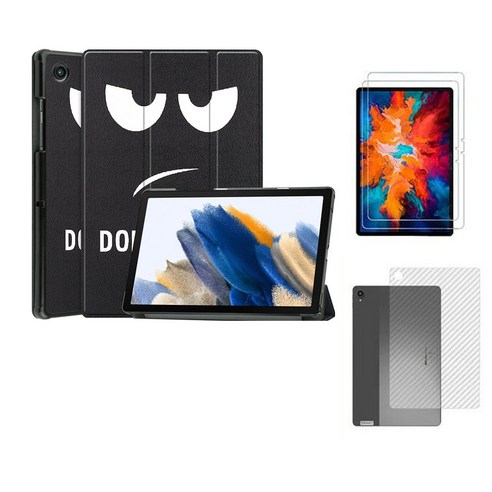 갤럭시탭A8 2022 10.5인치 지케이 북커버 케이스 x200 x205, 앵그리+강화유리2매+후면쉴드1매