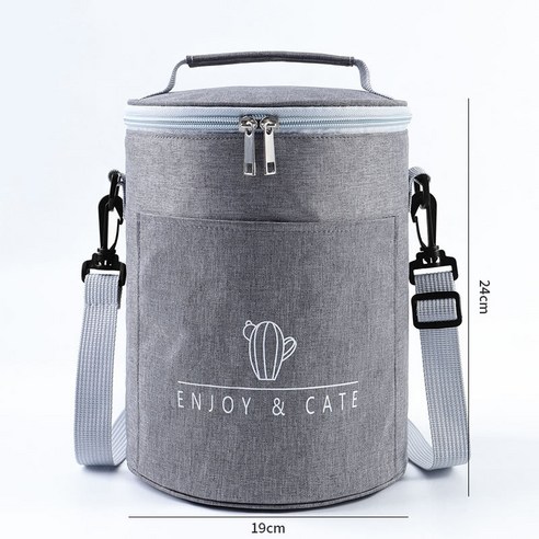 [SW] 둥근 간단한 스타일 절연 도시락 가방 휴대용 보온 큰 알루미늄 호일, {"크기":"Bags"}, LargeSizeGray