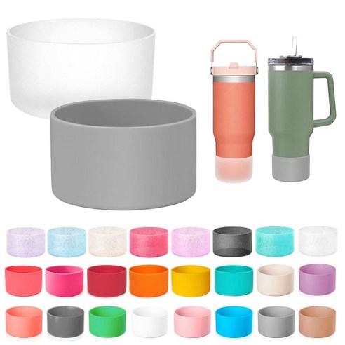 DQmall 스탠리텀블러 호환 BPA FREE 부츠 보호대 실리콘 커버, 1개, 클리어1+연그레이1