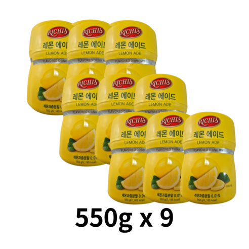 컨츄리 레몬가루 585g, 7개 유기농레몬스틱분말 12 리치스 레몬 에이드 분말, 4.95kg, 1개입, 3개