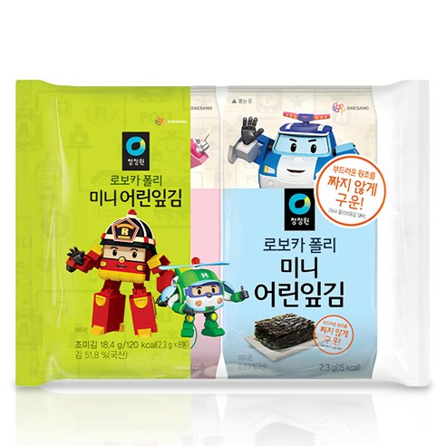 대상 청정원 로보카폴리 미니 어린잎김 8p