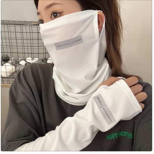 온누리곳간 자외선차단마스크 얼굴햇빛가리개 골프마스크 쿨마스크, 쿨링 팔토시, 2.멜란그레이, 1개