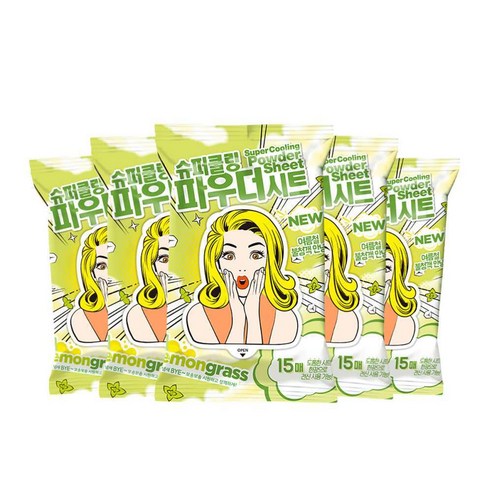 미스사사 슈퍼쿨링 파우더시트 데오드란트 레몬그라스, 87g, 20개