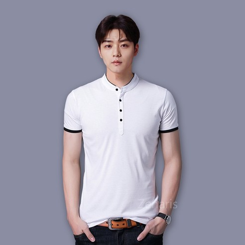 Zenaris 남성 반팔 티셔츠 스판 스포츠 헨리넥 남자 골프웨어 카라티 95-110 국내배송