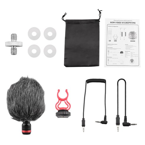 DSLR 카메라 스마트폰용 소형 온카메라 비디오 마이크 3.5mm 플러그, 설명, 블랙, 알루미늄 합금 플라스틱