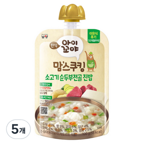 아이꼬야 맘스쿠킹 레토르트 이유식, 소고기 된장전골 진..., 100g, 15개