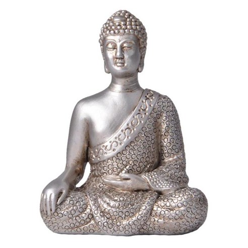 작은 명상 부처님 동상 부처님 입상 홈 데스크탑 장식 실버, 수지