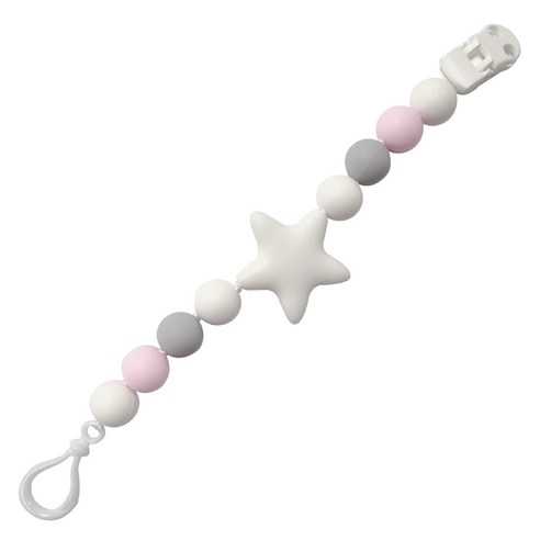 아가프라 실리콘 노리개홀더/아기 쪽쪽이클립 신생아 치발기 분실방지, 스타화이트, 1개