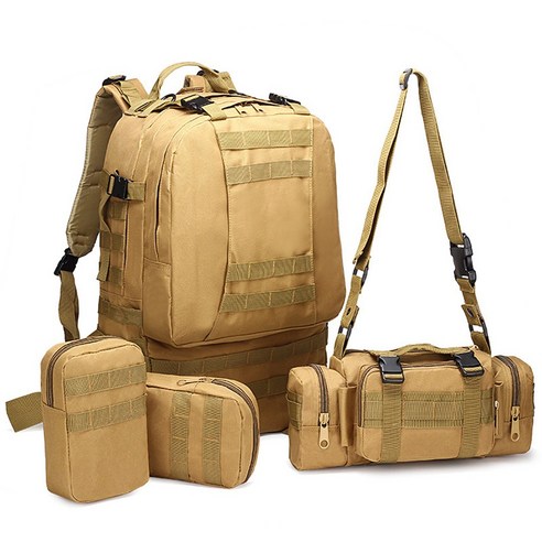 HF & Camping bag 대용량 4in1 콤비백 캠핑가방 등산배낭 여행용백팩, 카키색