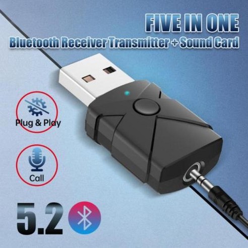 USB 무선 수신기 스피커 파일 리시버 송신기 동글 노트북 이어폰 BLE 송신기 BT, 1) Black