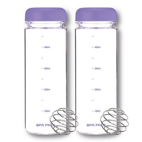 위드 쉐이커보틀 눈금물병 트라이탄 2P, 2개, 500ml, 퍼플