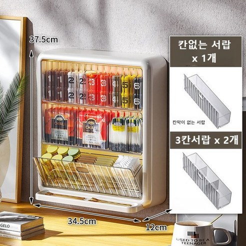 도다인몰 무타공 벽부착 캡슐 커피 보관함 티백 수납함, 1개, 화이트투명(1+3+3)
