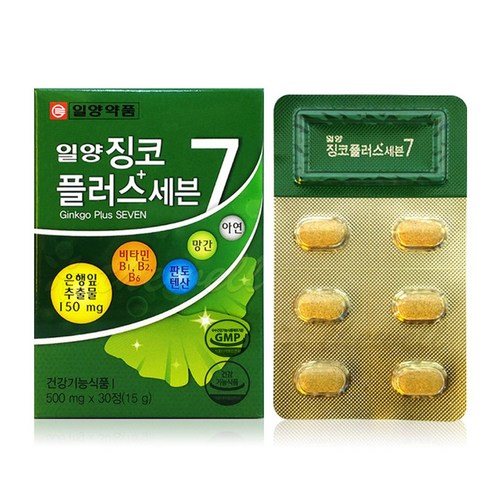 일양약품 징코플러스 은행잎추출물 기억력 혈행개선, 30정, 1개