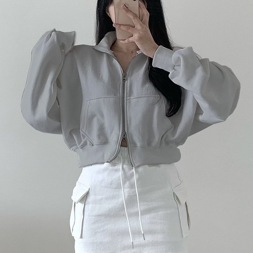 아름모먼트 여성 투웨이 크롭 트레이닝 집업 BTD01