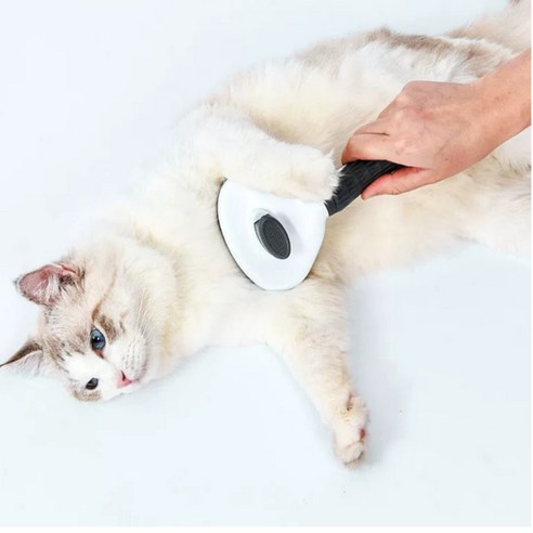 코지무드 반려동물 강아지빗 고양이 원터치 브러쉬, 그레이